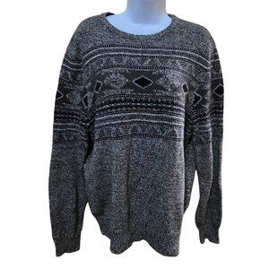 Knit Black White Sweater Geometric gorpcore warm winter ski party cottagecore